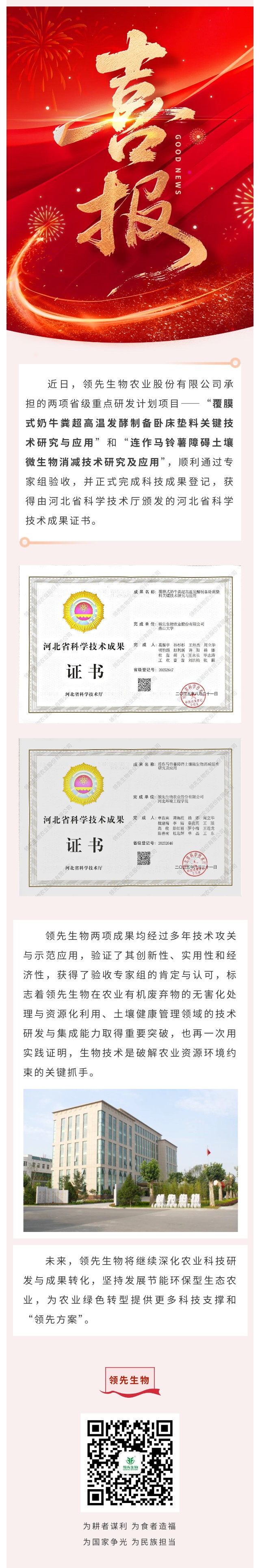 【喜讯】k豆钱包生物斩获两项省级科技成果！